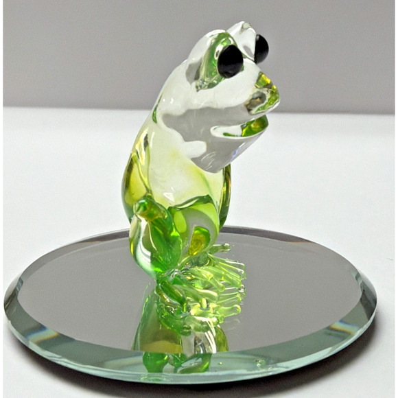 Vintage Glass Baron Green Frog On Mirror Smiling - Picture 6 of 12